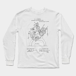 Machine for shearing cloth Vintage Retro Patent Hand Drawing Funny Novelty Gift Long Sleeve T-Shirt